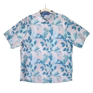 Tommy Bahama Nova Wave XL Seersucker Tropical Monstera Leaf Button Down Shirt
